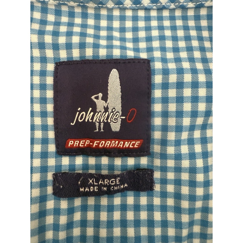 Johnnie O Prep-Formance Men's XL Long Sleeve Button Down Shirt Blue Gingham - Picture 3 of 9